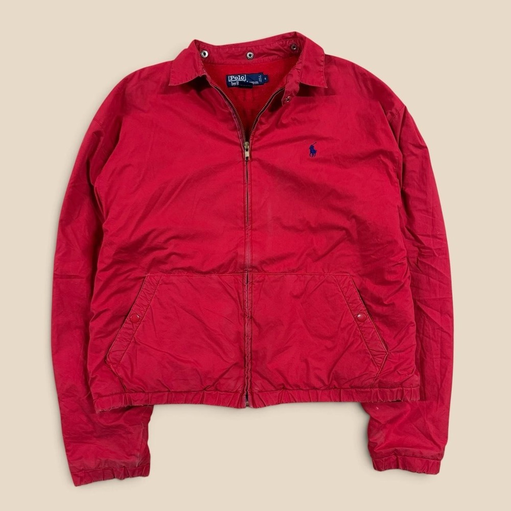 Vintage 90s Polo Ralph Lauren Fleece Lined Harrington Jacket Small Light Wear
